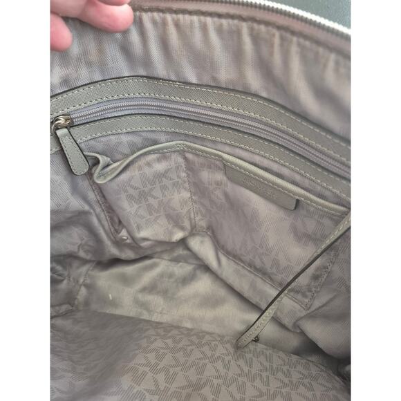 Michael Kors Jet Set Large Gray Saffiano Leather Tote Silver Trim 30F4STTT9L - Picture 4 of 10